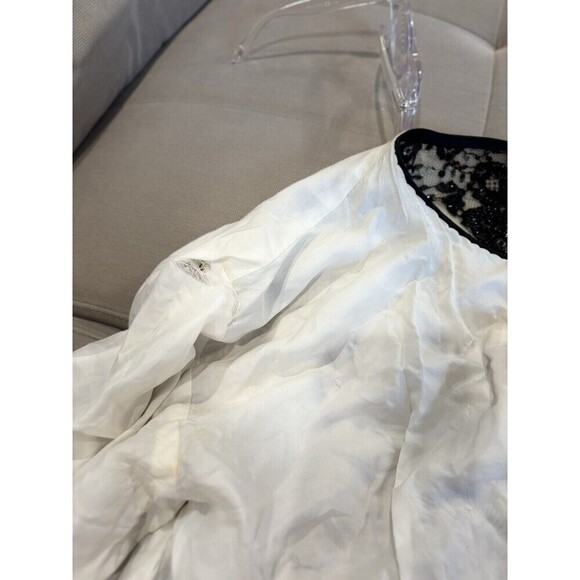 NO TAG Vintage Black Lace Beaded Silk Lined 3/4 Sleeve Hook Eye Crop Jacket SM - Picture 11 of 13